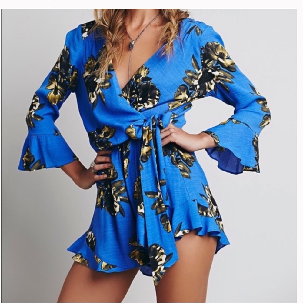 Free People All the Right Ruffles Floral Romper